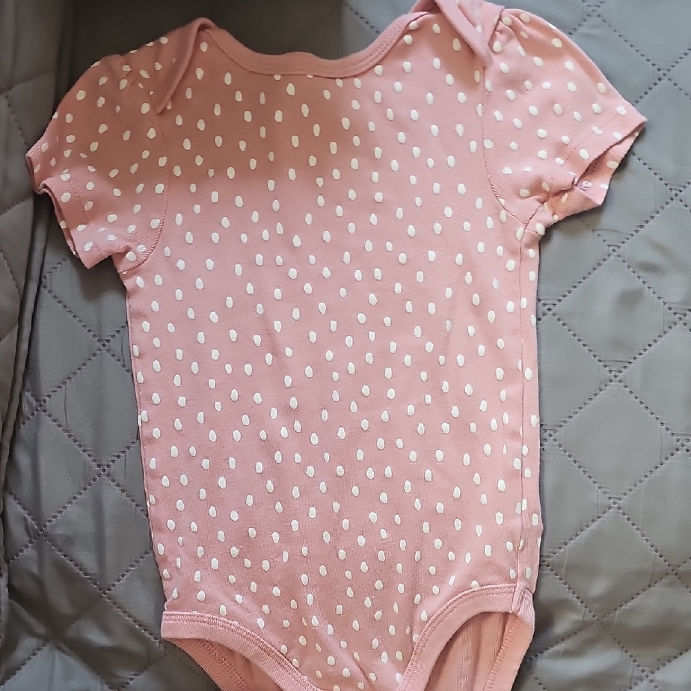 Cloud Island Pink and White Bodysuit with Polka Dots